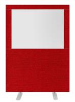 Impulse Plus Clear Half Vision 1500/1200 Floor Free Standing Screen Burgundy Fabric Light Grey Edges