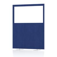 Impulse Plus Clear Half Vision 1500/1200 Floor Free Standing Screen Powder Blue Fabric Light Grey Edges