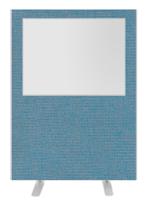 Impulse Plus Clear Half Vision 1500/1200 Floor Free Standing Screen Sky Blue Fabric Light Grey Edges
