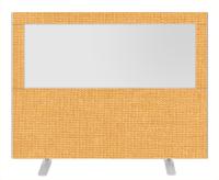 Impulse Plus Clear Half Vision 1200/1600 Floor Free Standing Screen Beige Fabric Light Grey Edges