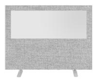 Impulse Plus Clear Half Vision 1200/1600 Floor Free Standing Screen Light Grey Fabric Light Grey Edges