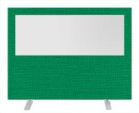Impulse Plus Clear Half Vision 1200/1600 Floor Free Standing Screen Palm Green Fabric Light Grey Edges
