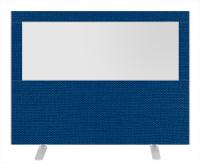 Impulse Plus Clear Half Vision 1200/1600 Floor Free Standing Screen Powder Blue Fabric Light Grey Edges