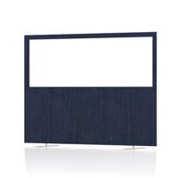Impulse Plus Clear Half Vision 1200/1600 Floor Free Standing Screen Royal Blue Fabric Light Grey Edges