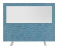 Impulse Plus Clear Half Vision 1200/1600 Floor Free Standing Screen Sky Blue Fabric Light Grey Edges
