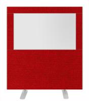 Impulse Plus Clear Half Vision 1200/1200 Floor Free Standing Screen Burgundy Fabric Light Grey Edges