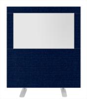 Impulse Plus Clear Half Vision 1200/1200 Floor Free Standing Screen Royal Blue Fabric Light Grey Edges