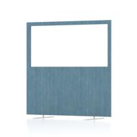 Impulse Plus Clear Half Vision 1200/1200 Floor Free Standing Screen Sky Blue Fabric Light Grey Edges