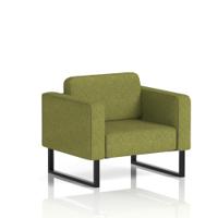 Brixworth Armchair With Black Legs In Rivet Fabric - Olive