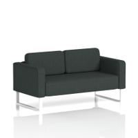 Brixworth Sofa 2 Seater With White Legs In Rivet Fabric - Charcoal