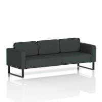 Brixworth Sofa 3 Seater With Black Legs In Rivet Fabric - Charcoal