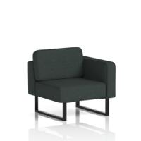 Brixworth Modular Seating Left Unit With Black Legs In Rivet Fabric - Charcoal
