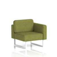 Brixworth Modular Seating Left Unit With White Legs In Rivet Fabric - Olive