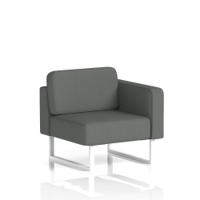 Brixworth Modular Seating Left Unit With White Legs In Sumi Fabric - Kobe