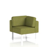 Brixworth Modular Seating Corner Unit With White Legs In Rivet Fabric - Olive