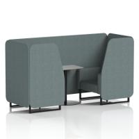 Brixworth 2 Seater Booth With Black Legs And Grey Table With Black Leg In Main Line Flax Fabric - Westminster Panels And Sofa