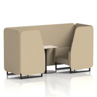 Brixworth 2 Seater Booth With Black Legs And White Table With Black Leg In Main Line Flax Fabric - Upminster Panels And Sofa