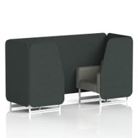 Brixworth 2 Seater Booth With White Legs In Rivet Fabric - Charcoal Panels And Vitreous Sofa