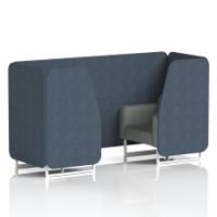 Brixworth 2 Seater Booth With White Legs In Rivet Fabric - Crucible Panels And Prime Sofa