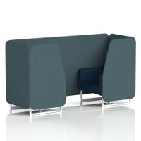 Brixworth 2 Seater Booth With White Legs In X2 Fabric - Polygon Panels And Calculus Sofa