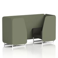 Brixworth 2 Seater Booth With White Legs In Main Line Flax Fabric - Monument Panels And Temple Sofa