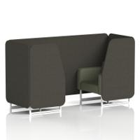 Brixworth 2 Seater Booth With White Legs In Main Line Flax Fabric - Temple Panels And Monument Sofa