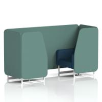 Brixworth 2 Seater Booth With White Legs In Sumi Fabric - Handa Panels And Uto Sofa