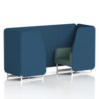 Brixworth 2 Seater Booth With White Legs In Sumi Fabric - Uto Panels And Handa Sofa