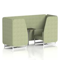 Brixworth 2 Seater Booth With White Legs And Black Table With Silver Leg In Rivet Fabric - Burnish Panels And Sofa
