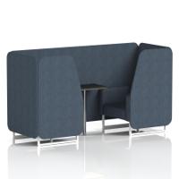 Brixworth 2 Seater Booth With White Legs And Black Table With Silver Leg In Rivet Fabric - Crucible Panels And Sofa