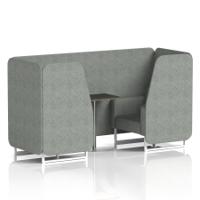 Brixworth 2 Seater Booth With White Legs And Black Table With Silver Leg In Rivet Fabric - Prime Panels And Sofa