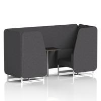Brixworth 2 Seater Booth With White Legs And Black Table With Silver Leg In X2 Fabric - Arithmetic Panels And Sofa