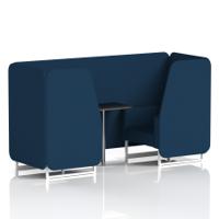 Brixworth 2 Seater Booth With White Legs And Black Table With Silver Leg In X2 Fabric - Calculus Panels And Sofa