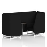 Brixworth 2 Seater Booth With White Legs And Black Table With Silver Leg In X2 Fabric - Diameter Panels And Sofa