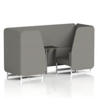 Brixworth 2 Seater Booth With White Legs And Black Table With Silver Leg In X2 Fabric - Number Panels And Sofa