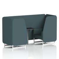 Brixworth 2 Seater Booth With White Legs And Black Table With Silver Leg In X2 Fabric - Polygon Panels And Sofa
