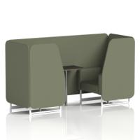 Brixworth 2 Seater Booth With White Legs And Black Table With Silver Leg In Main Line Flax Fabric - Monument Panels And Sofa