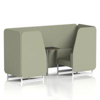 Brixworth 2 Seater Booth With White Legs And Black Table With Silver Leg In Main Line Flax Fabric - Newbury Panels And Sofa