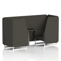 Brixworth 2 Seater Booth With White Legs And Black Table With Silver Leg In Main Line Flax Fabric - Temple Panels And Sofa
