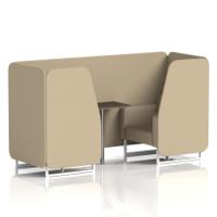 Brixworth 2 Seater Booth With White Legs And Black Table With Silver Leg In Main Line Flax Fabric - Upminster Panels And Sofa