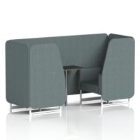 Brixworth 2 Seater Booth With White Legs And Black Table With Silver Leg In Main Line Flax Fabric - Westminster Panels And Sofa