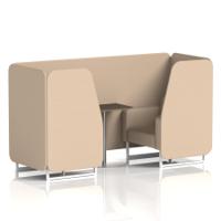 Brixworth 2 Seater Booth With White Legs And Black Table With Silver Leg In Synergy Fabric - Affix Panels And Sofa