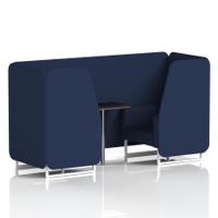 Brixworth 2 Seater Booth With White Legs And Black Table With Silver Leg In Synergy Fabric - Alike Panels And Sofa
