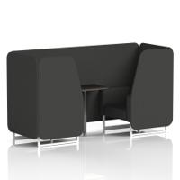 Brixworth 2 Seater Booth With White Legs And Black Table With Silver Leg In Synergy Fabric - Mix Panels And Sofa