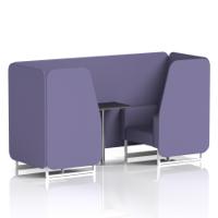 Brixworth 2 Seater Booth With White Legs And Black Table With Silver Leg In Synergy Fabric - Order Panels And Sofa