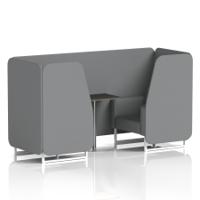 Brixworth 2 Seater Booth With White Legs And Black Table With Silver Leg In Synergy Fabric - Partner Panels And Sofa