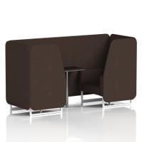 Brixworth 2 Seater Booth With White Legs And Black Table With Silver Leg In Synergy Fabric - Wed Panels And Sofa