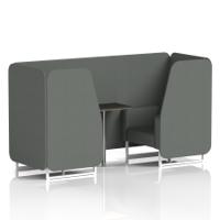 Brixworth 2 Seater Booth With White Legs And Black Table With Silver Leg In Sumi Fabric - Kobe Panels And Sofa