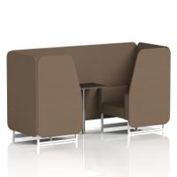 Brixworth 2 Seater Booth With White Legs And Black Table With Silver Leg In Sumi Fabric - Osaka Panels And Sofa