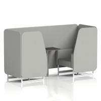 Brixworth 2 Seater Booth With White Legs And Black Table With Silver Leg In Sumi Fabric - Tokyo Panels And Sofa